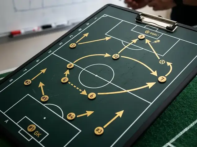 High contrast tactical soccer board schematic visual