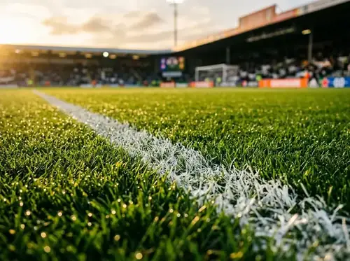 Slick cut grass on a professional soccer field